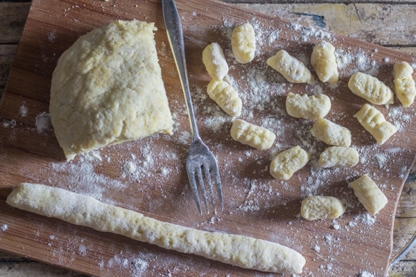 gnocchi dough, rolled and cut